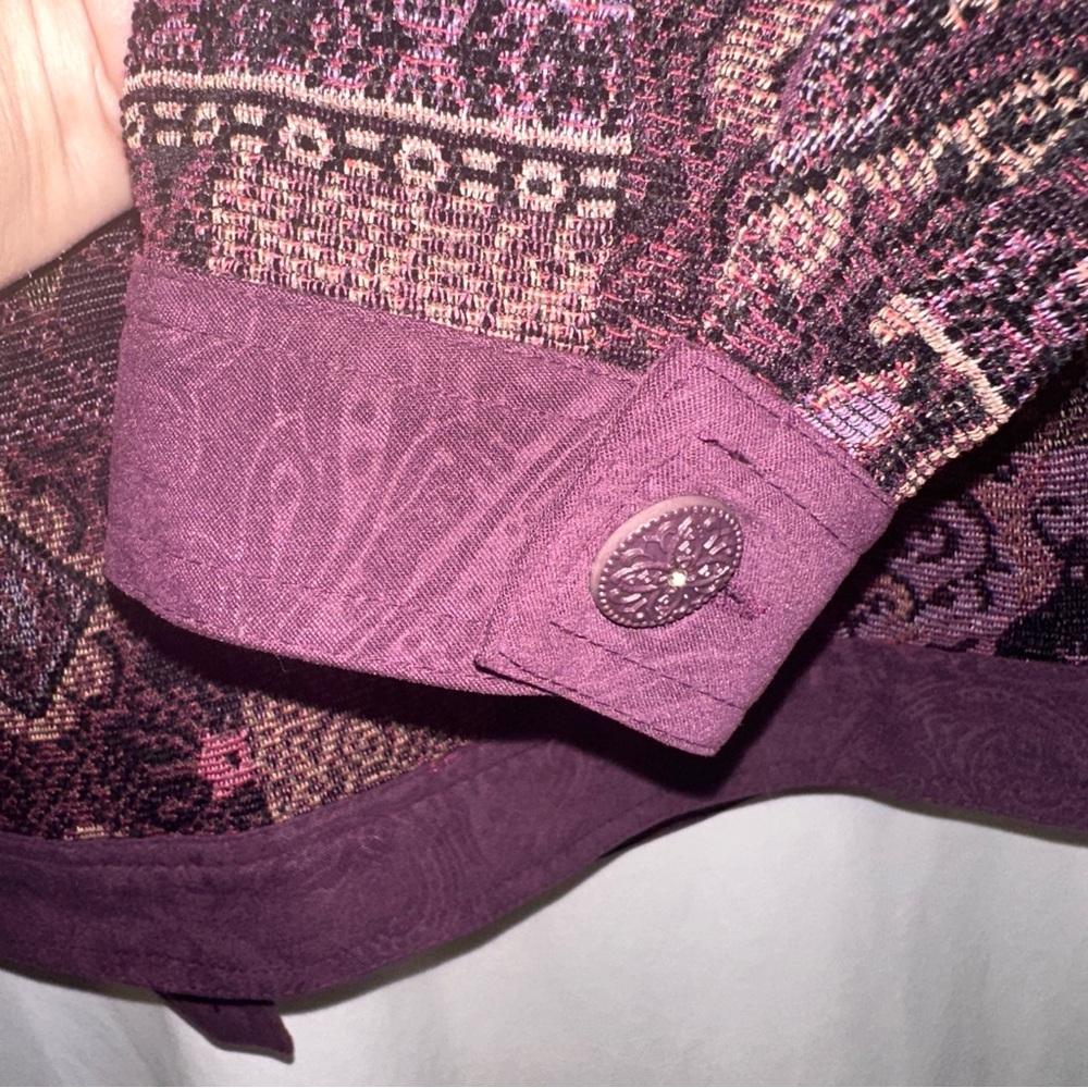 Breckenridge Purple Patchwork Button-Front Jacket… - image 7